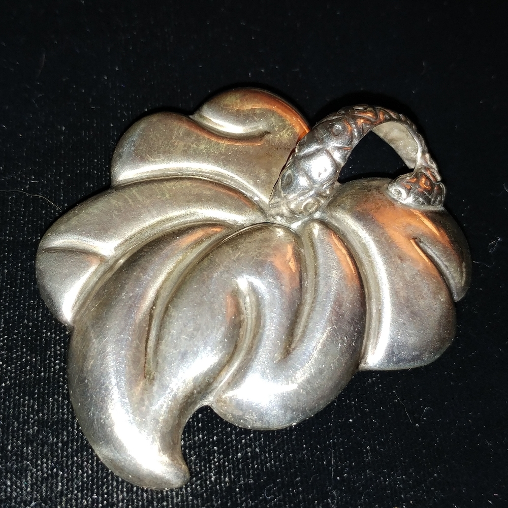 Vtg Los Costillos Large Anthurium Flower Brooch Hawaiiana Mexican Artist Signed